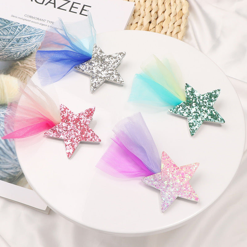 Wholesale Lace Color Star Fabric Hair Clips
